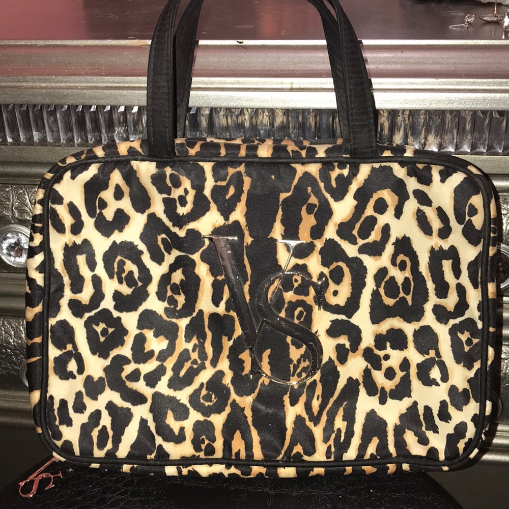 cheetah print Victoria Secret makeup bag